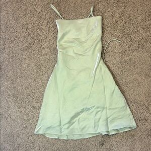 Princess Polly Celena Mini Satin Green Dress US 4